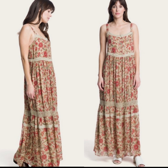 FRYE Dessert Bloom Boho Crochet Maxi Dress - Picture 1 of 12